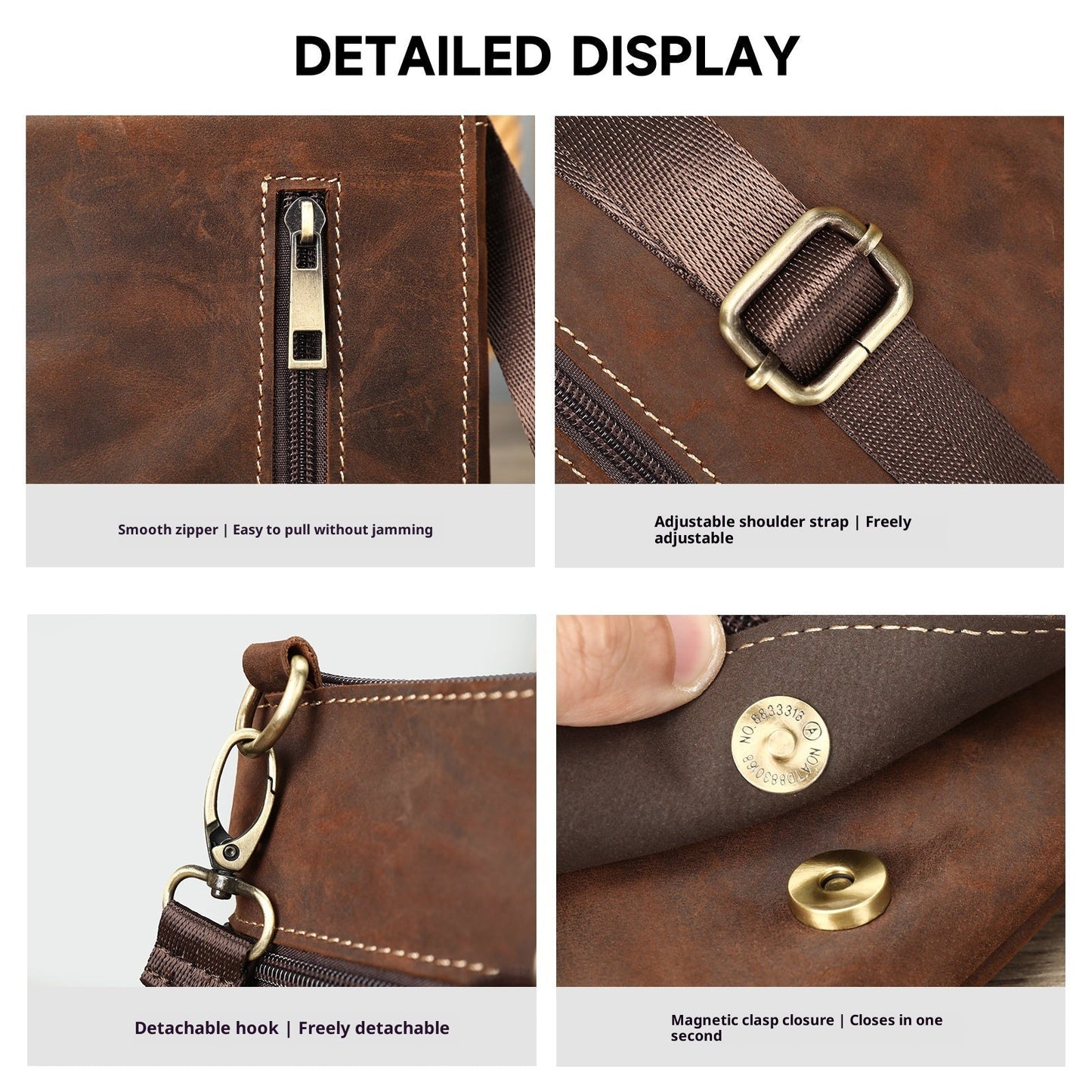 Beatrice - Retro First Layer Cowhide Crazy Crossbody Bag