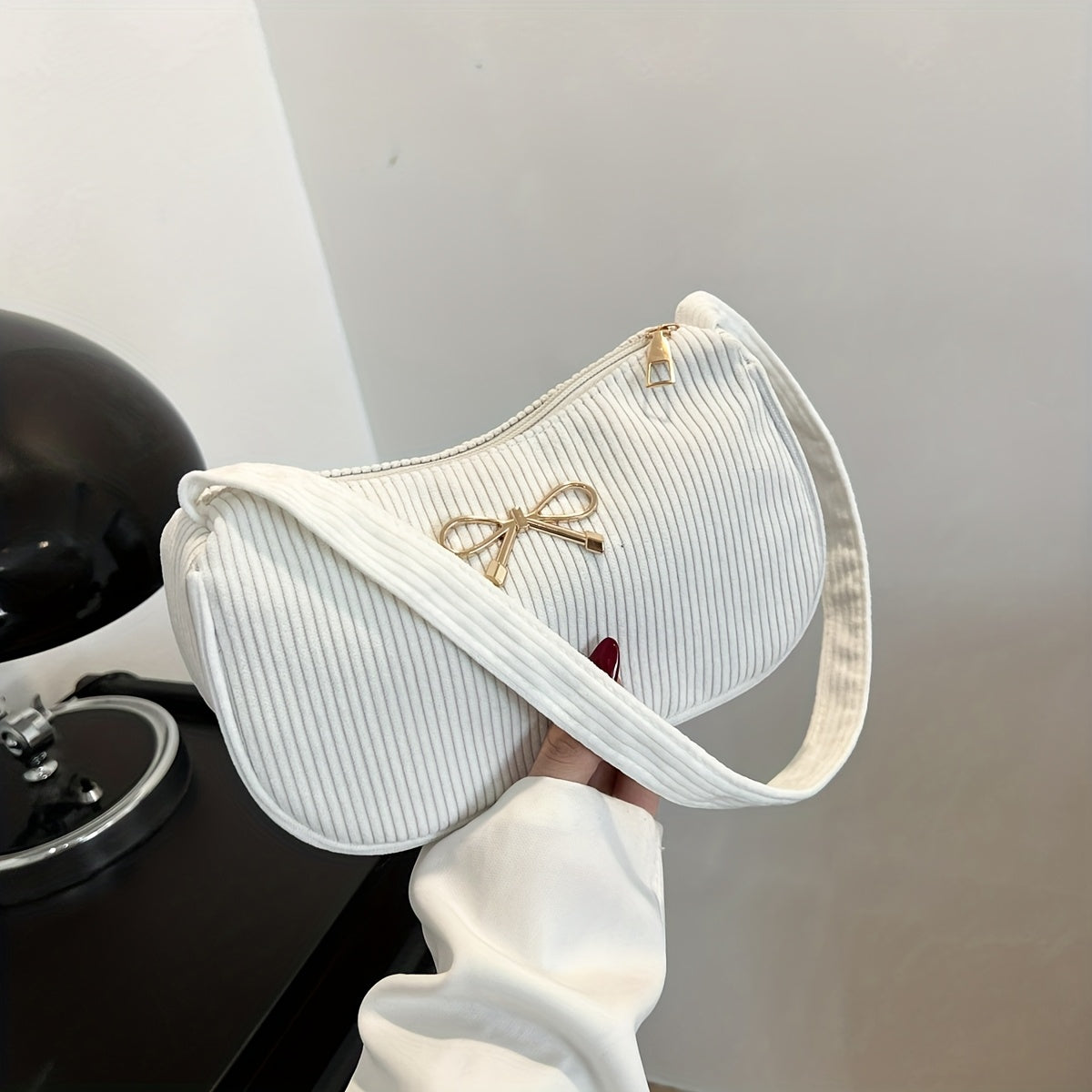 Francesca - Corduroy Shoulder Bag for Women with Butterfly Clasp